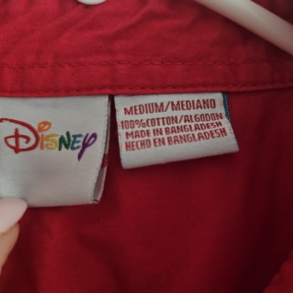 Vintage Disney Mickey & Pluto Christmas Red Long Sleeve Button Up Blouse Medium - Picture 3 of 6